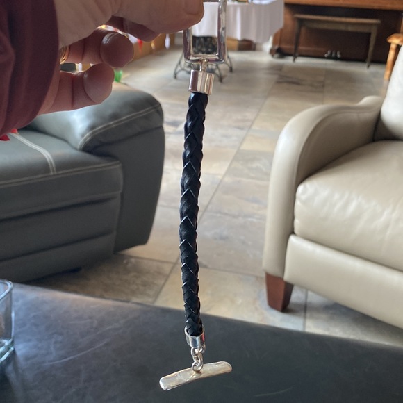Unisex Robert Lee Morris RLM Sterling Silver and Black Braided Leather Bracelet - Picture 4 of 8